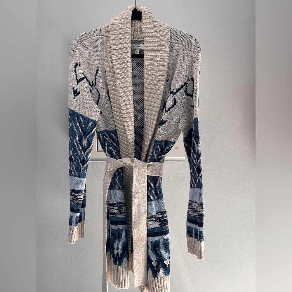 Lucky Brand Cream and Black Knit Cardigan